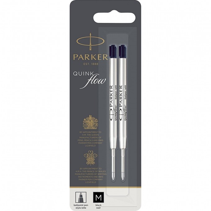 Стержень шариковый PARKER QUINKFLOW Z08 M 1мм черные чернила блистер (2шт) CW1950372